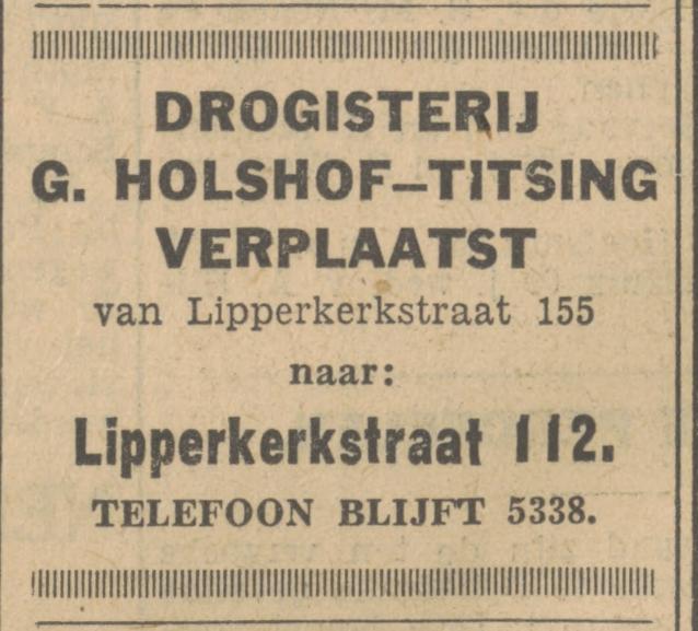 Lipperkerkstraat 112 drogisterij G. Holshof-Titsing advertentie Tubantia 25-4-1936.jpg