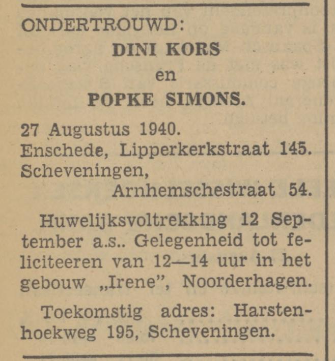 Lipperkerkstraat 145 Dini Kors advertentie Tubantia 27-8-1940.jpg