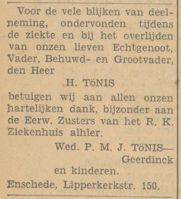 Lipperkerkstraat 150 Wed. P.M.J. Tönis-Geerdinck advertentie Tubantia 9-3-1933.jpg
