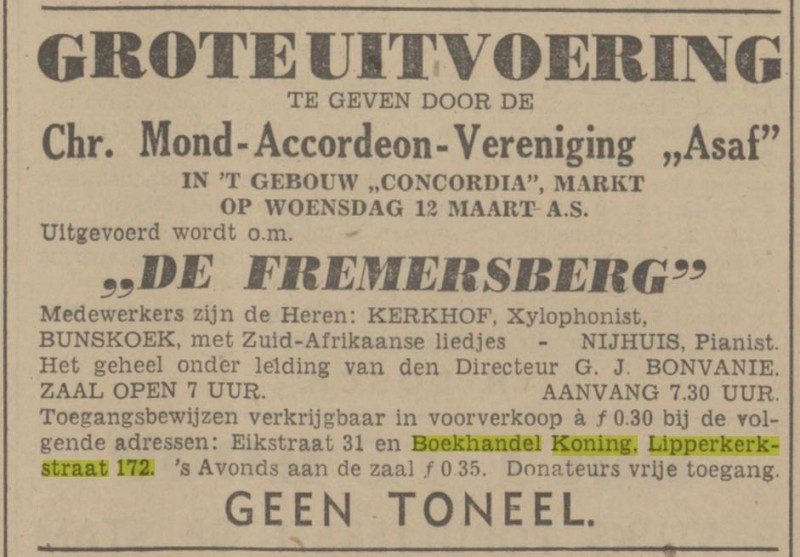 Lipperkerkstraat 172 boekhandel Koning advertentie Tubantia 8-3-1941.jpg