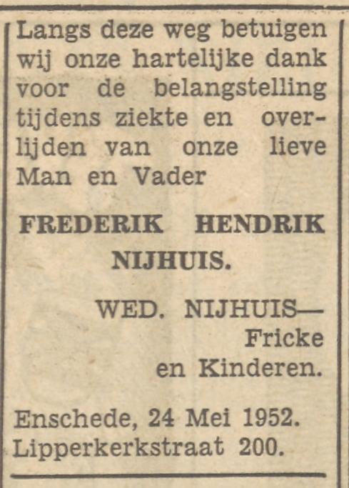 Lipperkerkstraat 200 F.H.Nijhuis advertentie Tubantia 24-5-1952.jpg