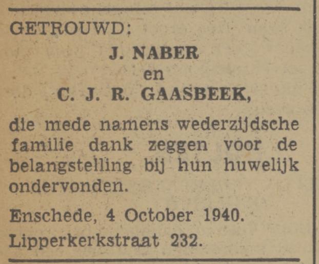 Lipperkerkstraat 232 J.Naber advertentie Tubantia 4-10-1940.jpg
