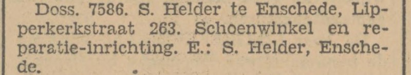 Lipperkerkstraat 263 S.Helder schoenwinkel en reparatieinrichting krantnbericht Tubantia 23-11-1929.jpg
