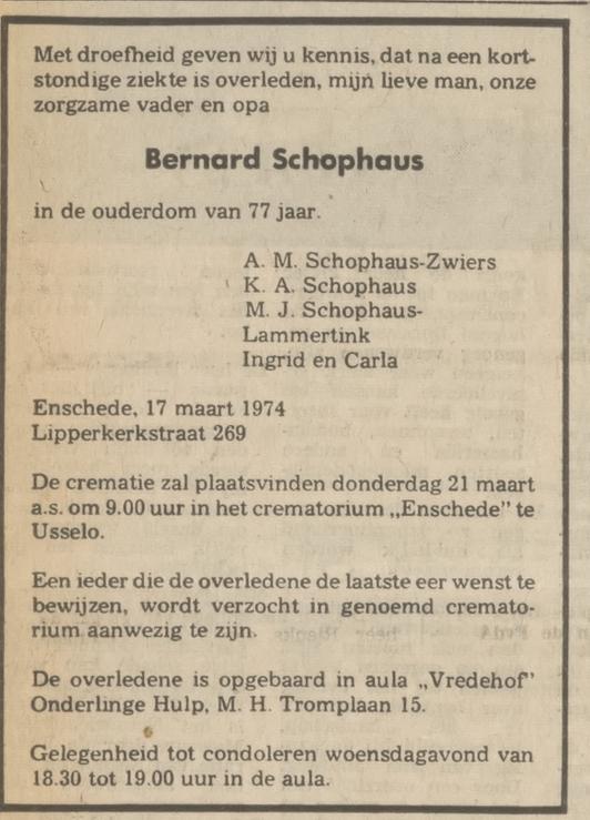 Lipperkerkstraat 269 B.Schophaus overlijdensadvertentie Tubantia 2-12-1967.jpg