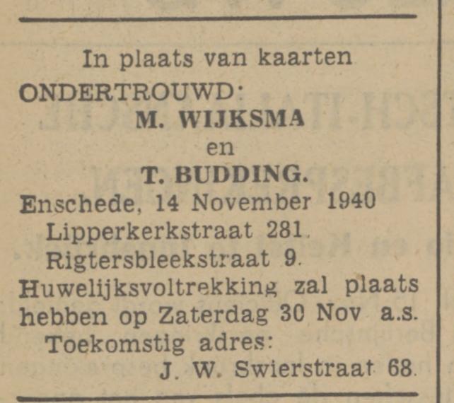 Lipperkerkstraat 281 M.Wijksma advertentie Tubantia 15-11-1940.jpg