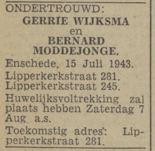 Lipperkerkstraat 281 Gerrie Wijksma advertentie Tubantia 15-7-1943.jpg