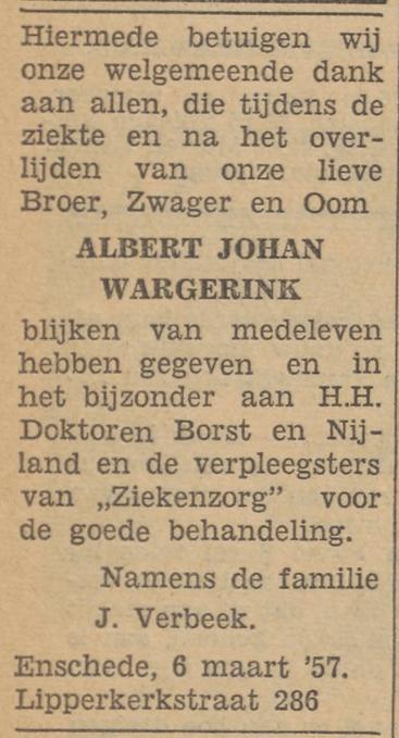 Lipperkerkstraat 286 A.J. Wargerink advertentie Tubantia 6-3-1957.jpg