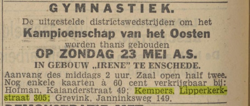 Lipperkerkstraat 305 Kempers advertentie Twentsch nieuwsblad 15-4-1943.jpg
