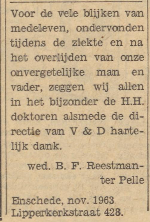Lipperkerkstraat 428 Wed. B.F.Reestman-ter Pelle advertentie Tubantia 27-11-1963.jpg