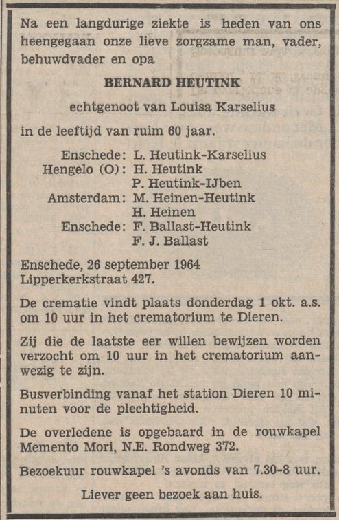 Lipperkerkstraat 427 Bernard Heutink advertentie Tubantia 28-9-1964.jpg