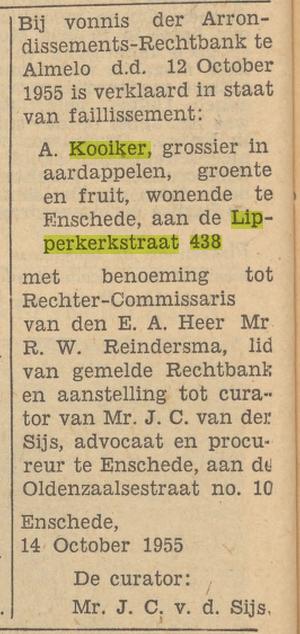 Lipperkerkstraat 438 A.Kooiker advertentie Tubantia 17-10-1955.jpg