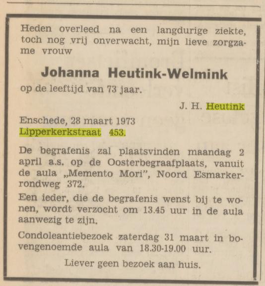 Lipperkerkstraat 453 J.Heutink-Weldink overlijdensadvertentie Tubantia 29-3-1973.jpg