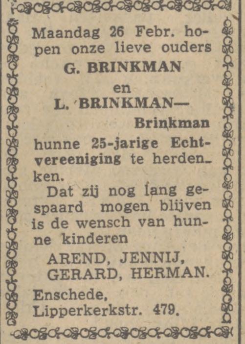 Lipperkerkstraat 479 G.Brinkman advertentie Tubantia 23-2-1945.jpg