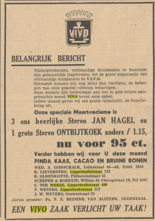 Lipperkerkstraat 498 VIVO kruidenier E. ter Weele advertentie Tubantia 2-3-1949.jpg
