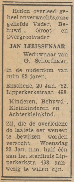 Lipperkerkstraat 498 Jan Leijssenaar overlijdensadvertentie Tubantia 21-1-1952.jpg