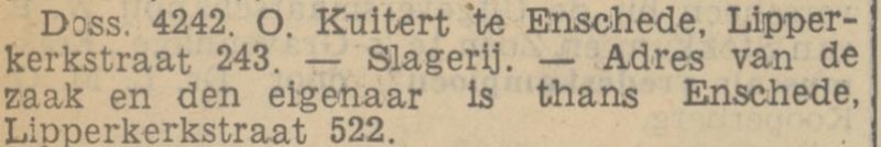 Lipperkerkstraat 522 slagerij O. Kuitert krantenbericht Tubantia 16-10-1936.jpg