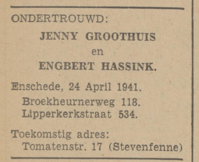 Lipperkerkstraat 534 Engbert Hassink advertentie Tubantia 24-4-1941.jpg