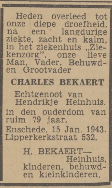 Lipperkerkstraat 532 Charles Bekaert overlijdensadvertentie Tubantia16-1-1943.jpg