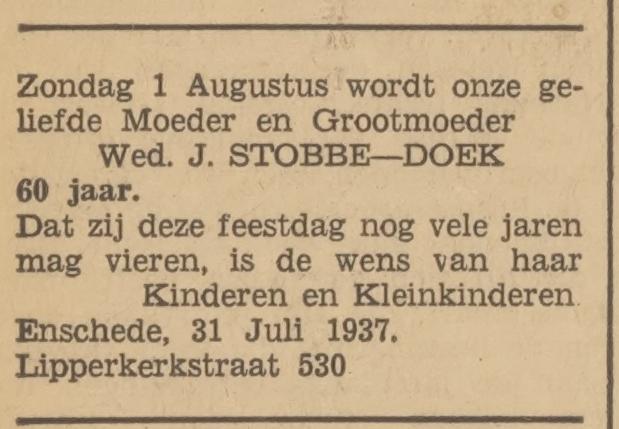 Lipperkerkstraat 530 Wed. J. Stobbe-Doek advetentie Het Volk 31-7-1937.jpg