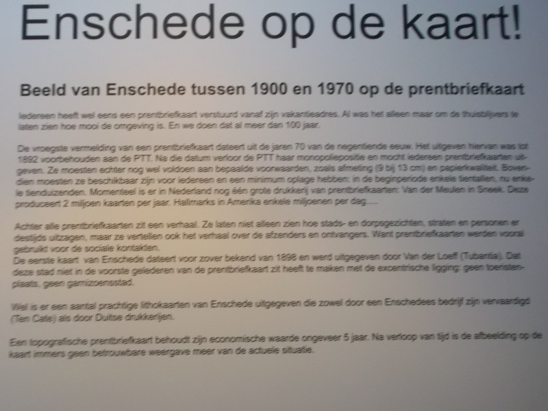 Twente Welle expositie prentbriefkaarten Enschede op de kaart.JPG